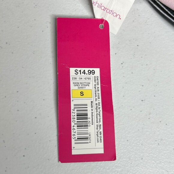 Xhilaration Swim Suit Bottoms Bikini Womens Small Black Pink Striped New - Picture 7 of 8